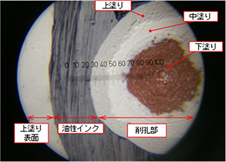 削孔部の顕微鏡写真の例