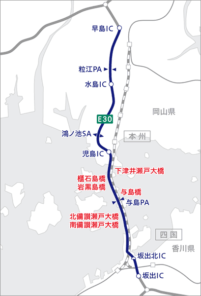 E30瀬戸中央自動車道（瀬戸大橋）地図