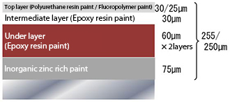 Paint specification for outer surface