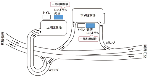鴻ノ池SA(上り/下り)エリア内簡略図