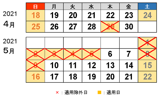 休日割引適用除外日