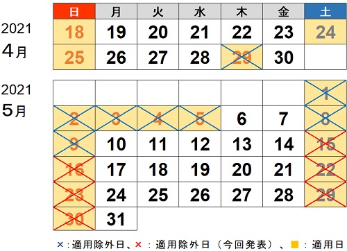 休日割引適用除外日