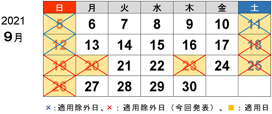 休日割引適用除外日