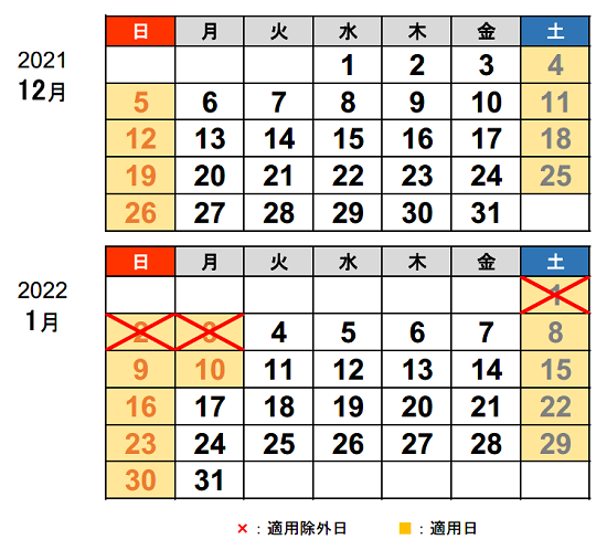 休日割引適用除外日