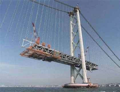 明石海峡大橋桁架設