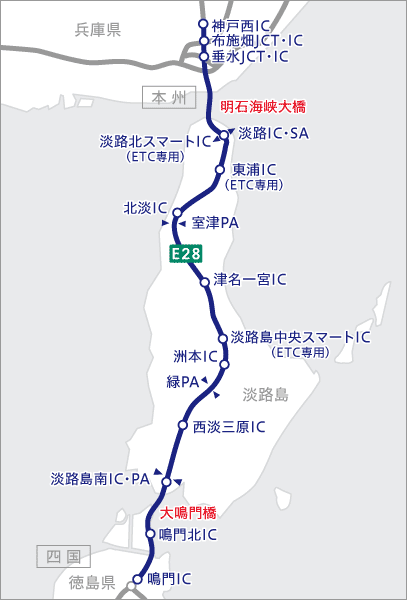 E28 神戸淡路鳴門自動車道 道路の概要 料金 道路案内 Jb本四高速