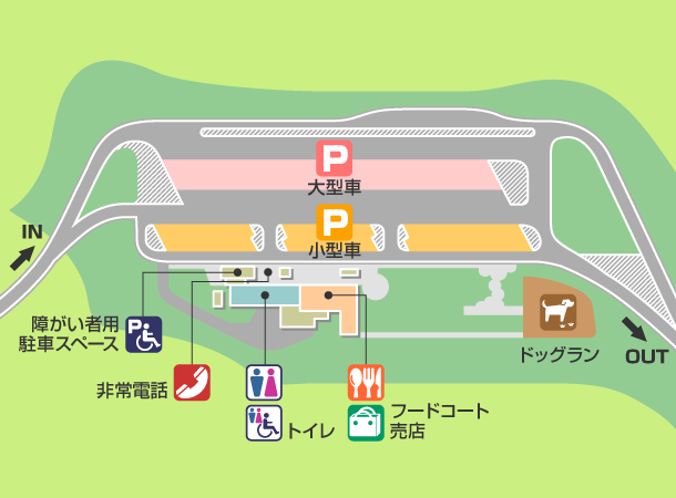 Map of dog run at outbound Kounoike Service Area