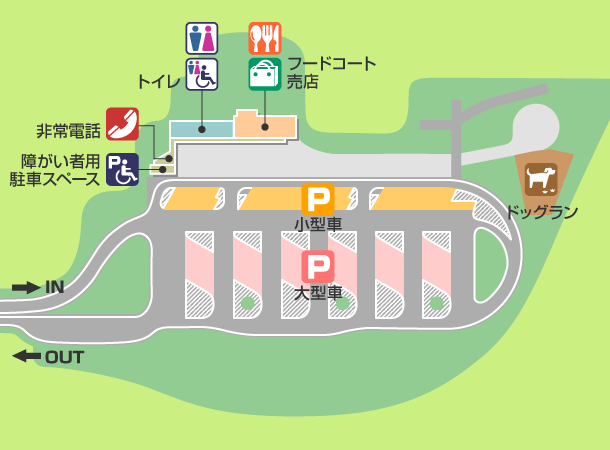 Map of dog run at inbound Kounoike Service Area