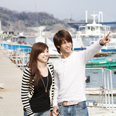 Pier at Onomichi Suido, in front of the city hall