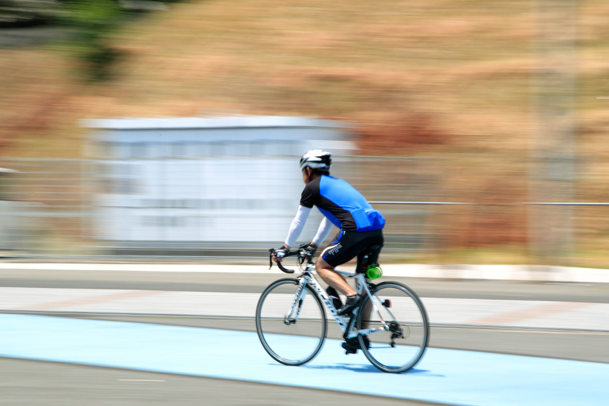 On regular roads, ride on the blue line