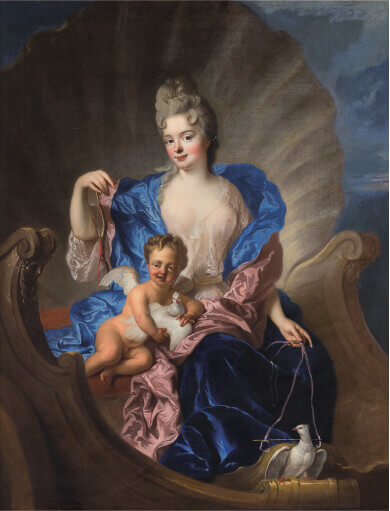 ジャン＝フランソワ・ド・トロワ《コーズル伯爵夫人とキューピッドに扮する息子の肖像》