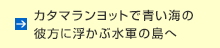 カタマランヨットで青い海の彼方に浮かぶ水軍の島へ