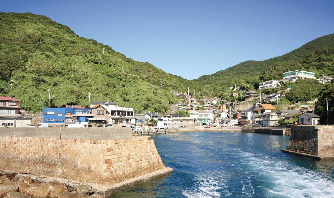 母島の集落は、港を中心にぎゅっと密集している。