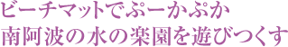 ビーチマットでプーカプカ南阿波の水の楽園を遊びつくす
