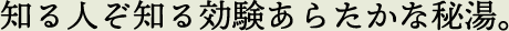 知る人ぞ知る効験あらたかな秘湯。