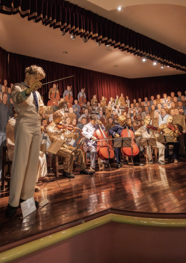 映像とロボットにより、ドイツ兵たちの演奏会の様子を再現した「第九シアター」。30分毎に演奏を聴くことができる。